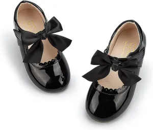 Meckior Toddler Little Girl Mary Jane Dress Shoes Ballet Flats for Girl Party School Shoes Bowknot Princess Shoes