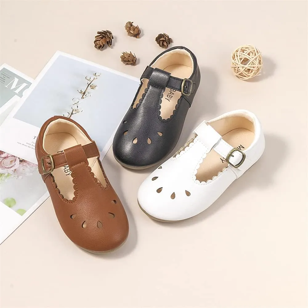 Meckior Toddler Little Girl Mary Jane Dress Shoes Ballet Flats for Girl Party School Shoes Bowknot Princess Shoes