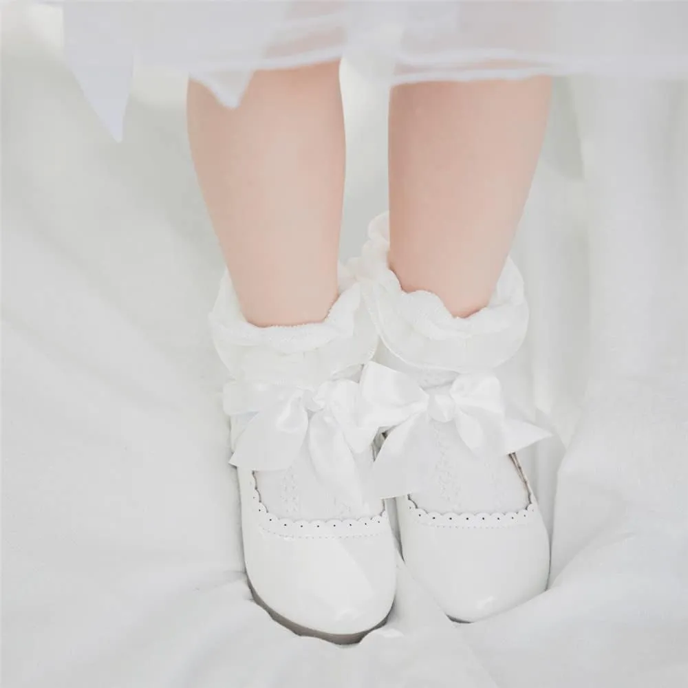 Meckior Toddler Little Girl Mary Jane Dress Shoes Ballet Flats for Girl Party School Shoes Bowknot Princess Shoes
