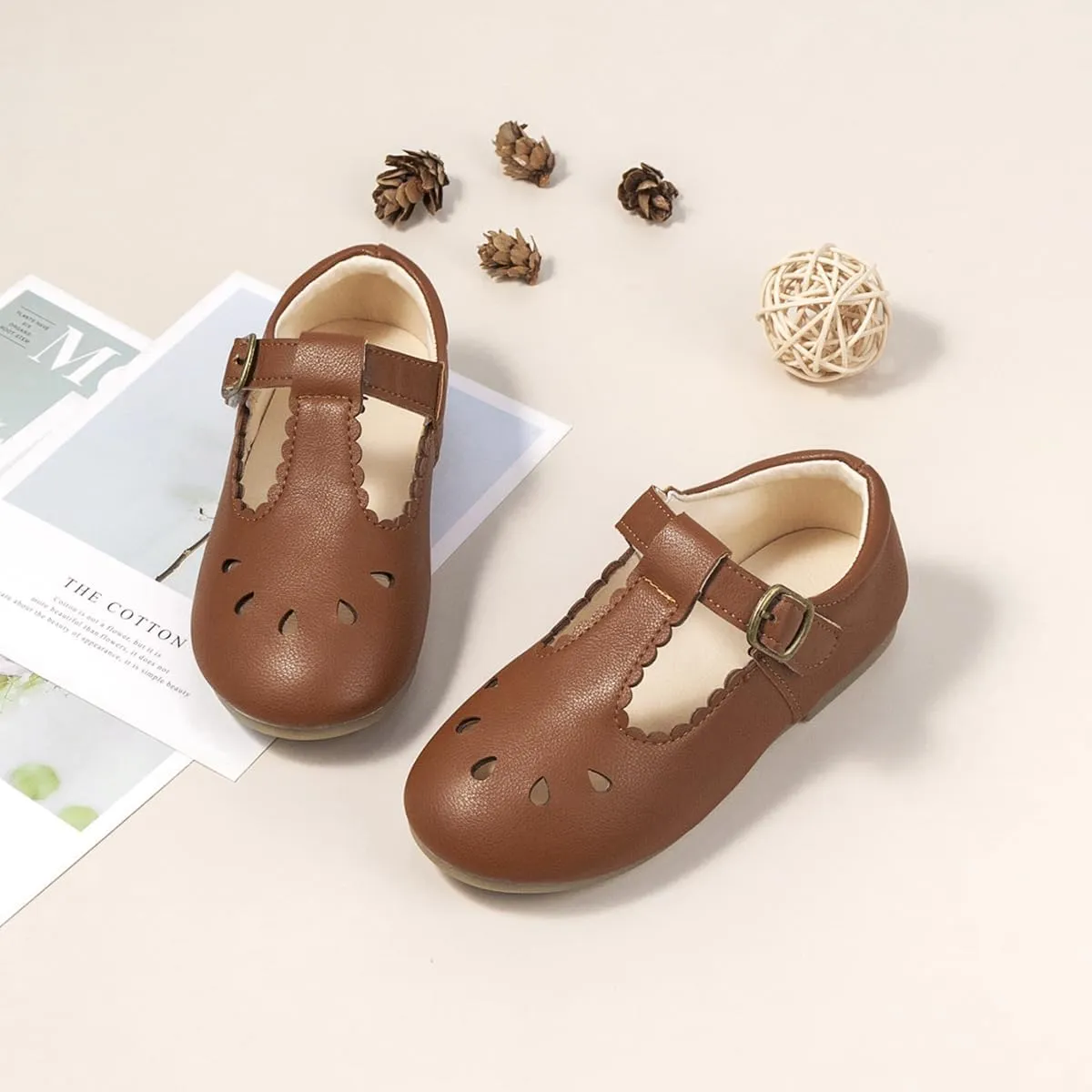 Meckior Toddler Little Girl Mary Jane Dress Shoes Ballet Flats for Girl Party School Shoes Bowknot Princess Shoes