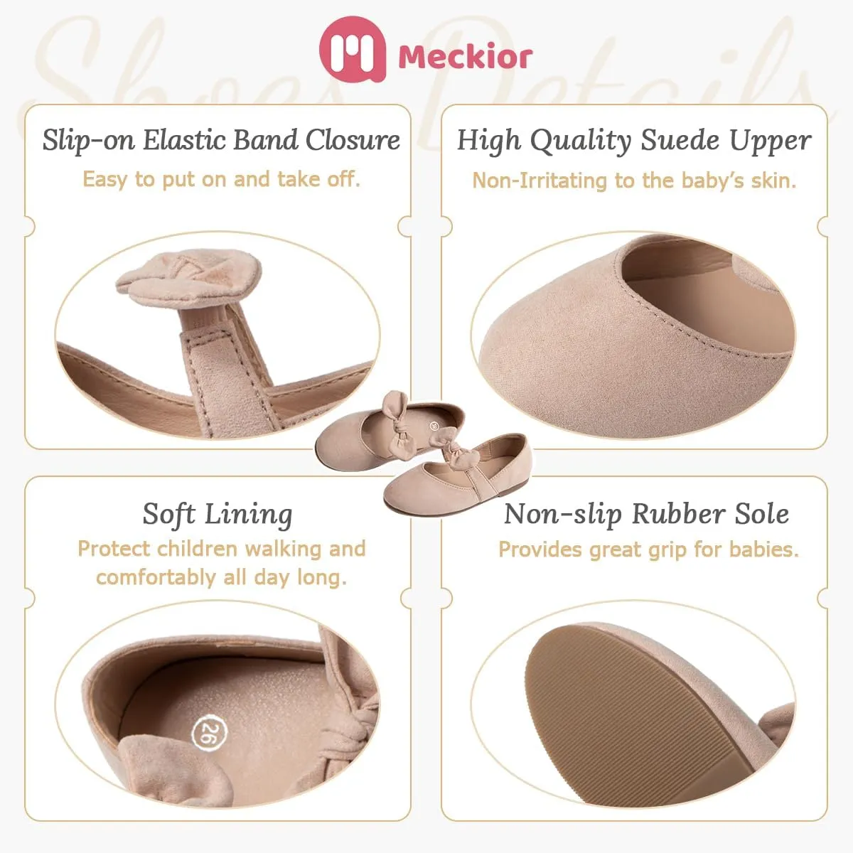 Meckior Toddler Little Girl Mary Jane Dress Shoes Ballet Flats for Girl Party School Shoes Bowknot Princess Shoes