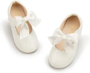 Meckior Toddler Little Girl Mary Jane Dress Shoes Ballet Flats for Girl Party School Shoes Bowknot Princess Shoes