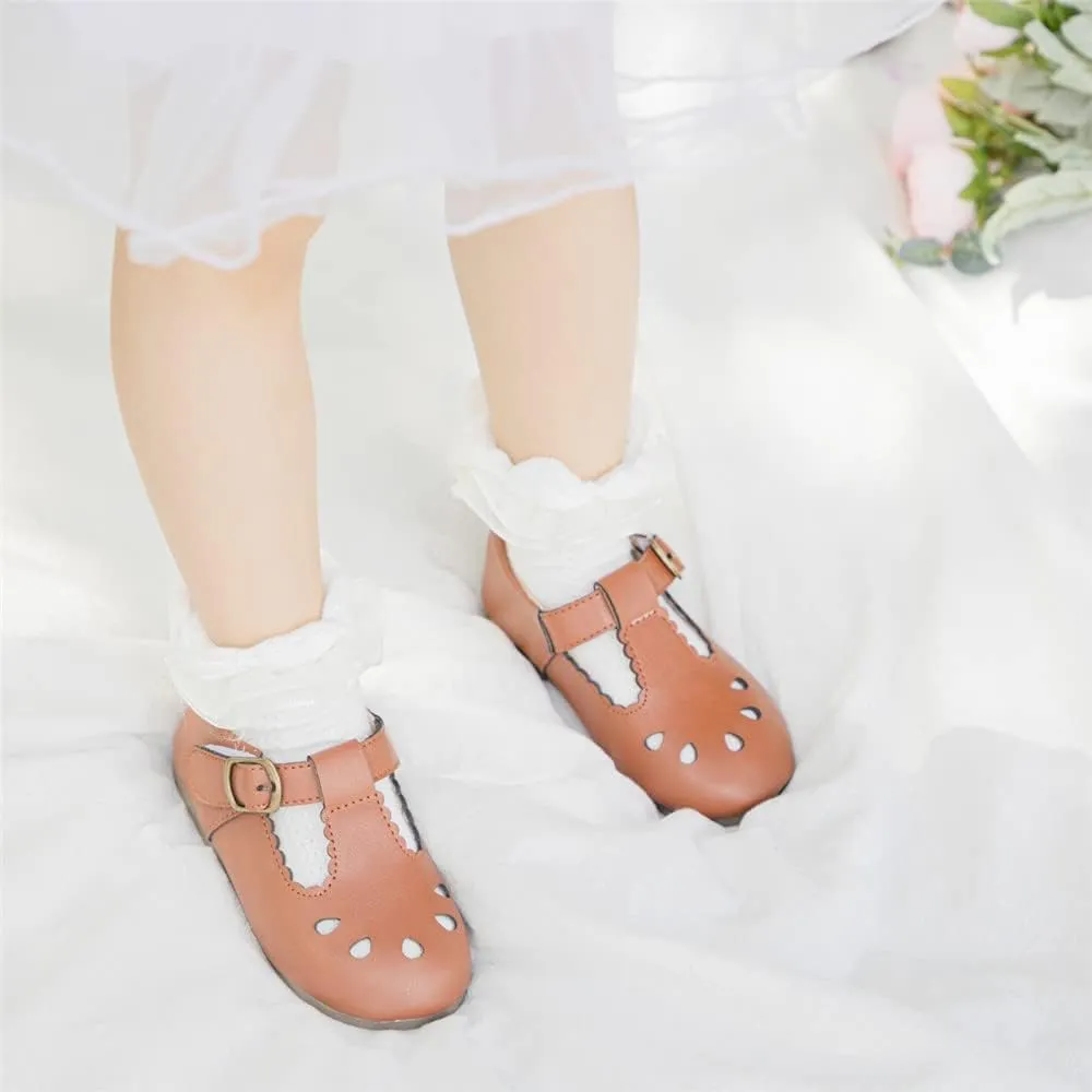 Meckior Toddler Little Girl Mary Jane Dress Shoes Ballet Flats for Girl Party School Shoes Bowknot Princess Shoes