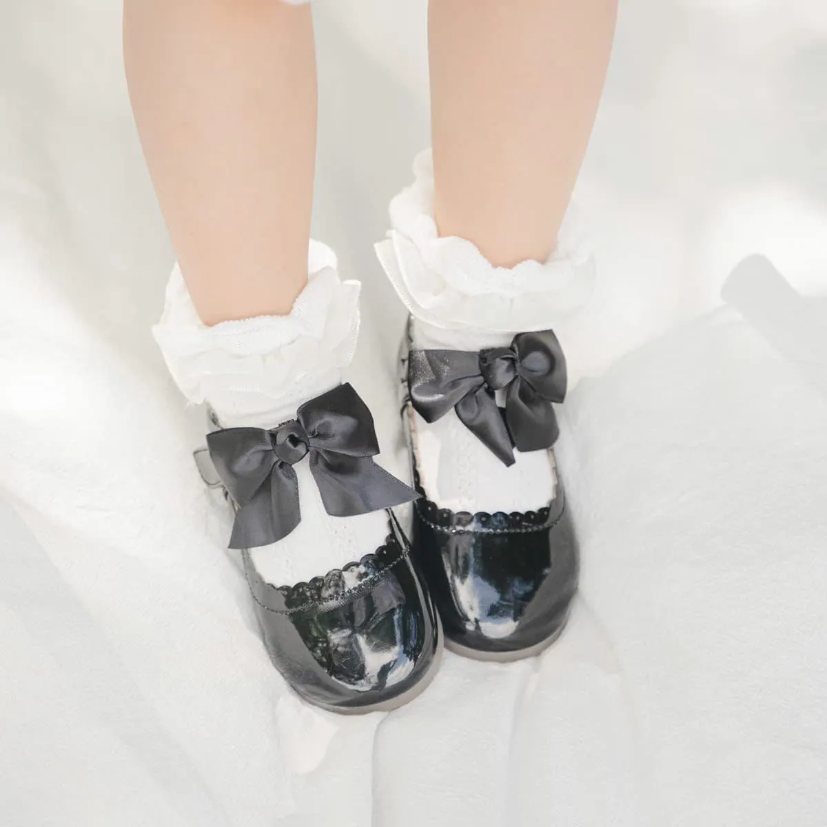 Meckior Toddler Little Girl Mary Jane Dress Shoes Ballet Flats for Girl Party School Shoes Bowknot Princess Shoes