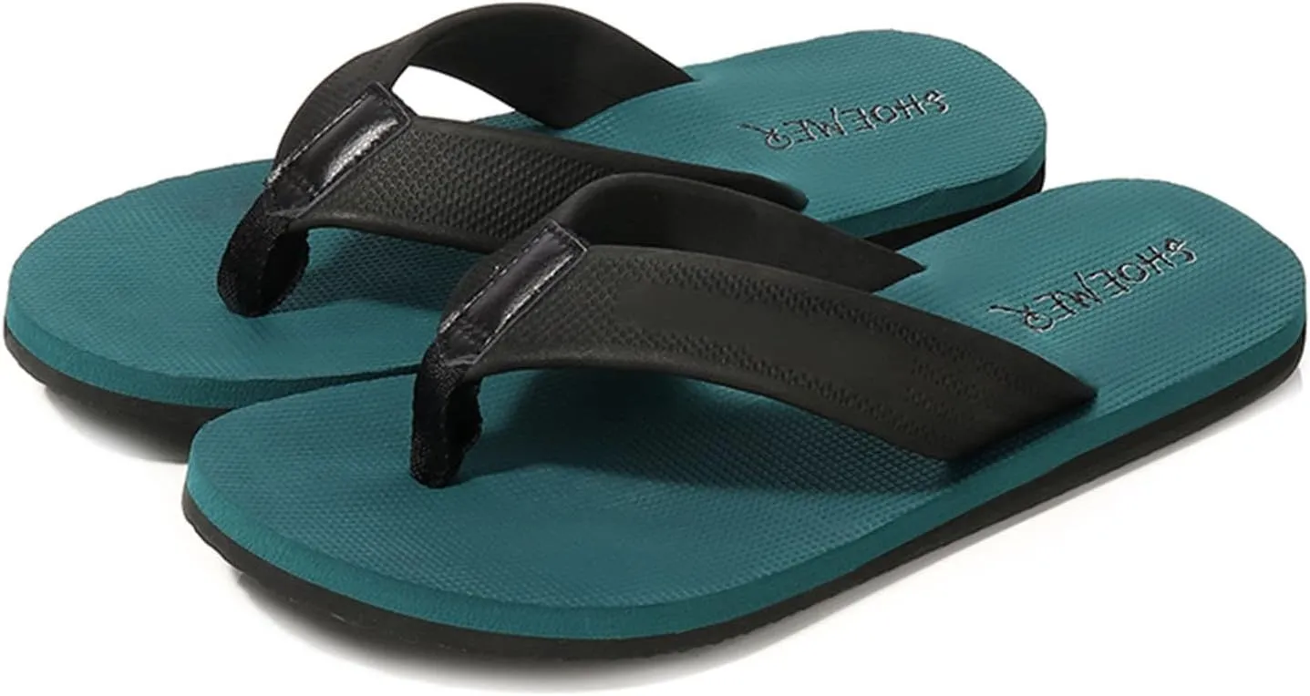 Men Fashion Flip Flops Fashion Flat Beach Sandals Soft Bottom Flat Slippers Flip Flop Socks Men Low Cut (Green, 10)