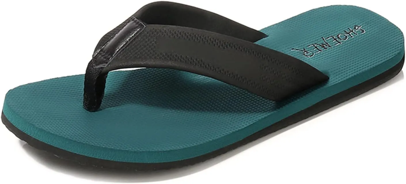 Men Fashion Flip Flops Fashion Flat Beach Sandals Soft Bottom Flat Slippers Flip Flop Socks Men Low Cut (Green, 10)