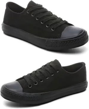 Men's and Women's Canvas Shoes Student Couple Low top Shoes Casual Large Size Vulcanized Plate Shoes (All Black, Big Kid, Women, 8, Numeric Range, US Footwear Size System, 9.5, Medium)