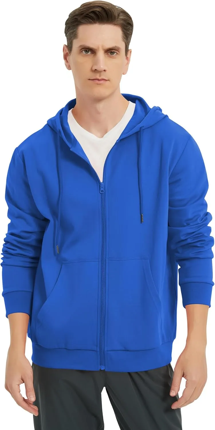 Men's Lightweight Zip Up Hoodie Long Sleeve Sweatshirt Athletic Slim Fit Basic Jacket with Pockets(Regular & Tall)