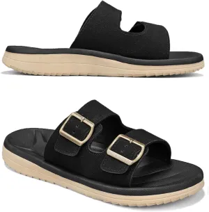 Mens Sandals Adjustable Buckle Straps with Arch Support Lightweight Comfort Beach Sandals Soft Cushion Footbed Summer Slippers Open Toe Slides for Indoor and Outdoor