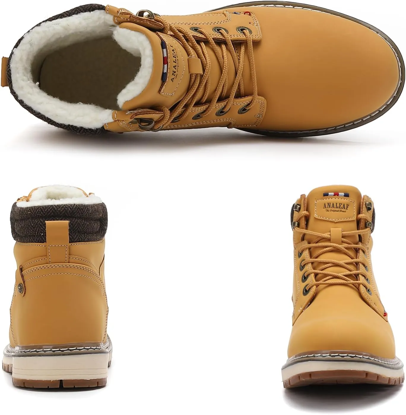 Mens Snow Boots Warm Winter Boots Non Slip Outdoor Fur Lined Shoes