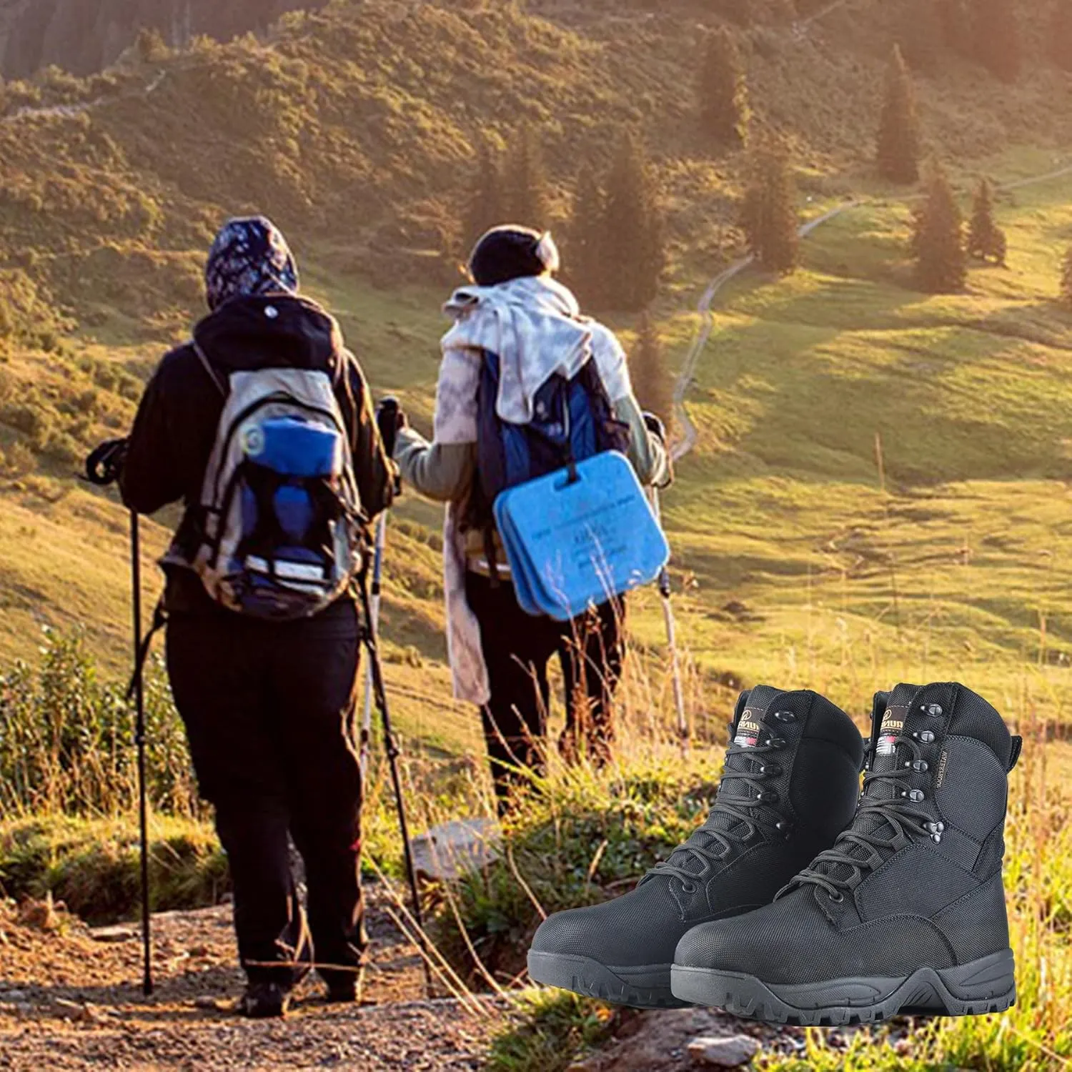 Men's Waterproof Military Tactical Boots Lightweight Work Boot Insulated Hunting Boots, 8 Inches Lace-up Outdoor Boots, 400g Thinsulate
