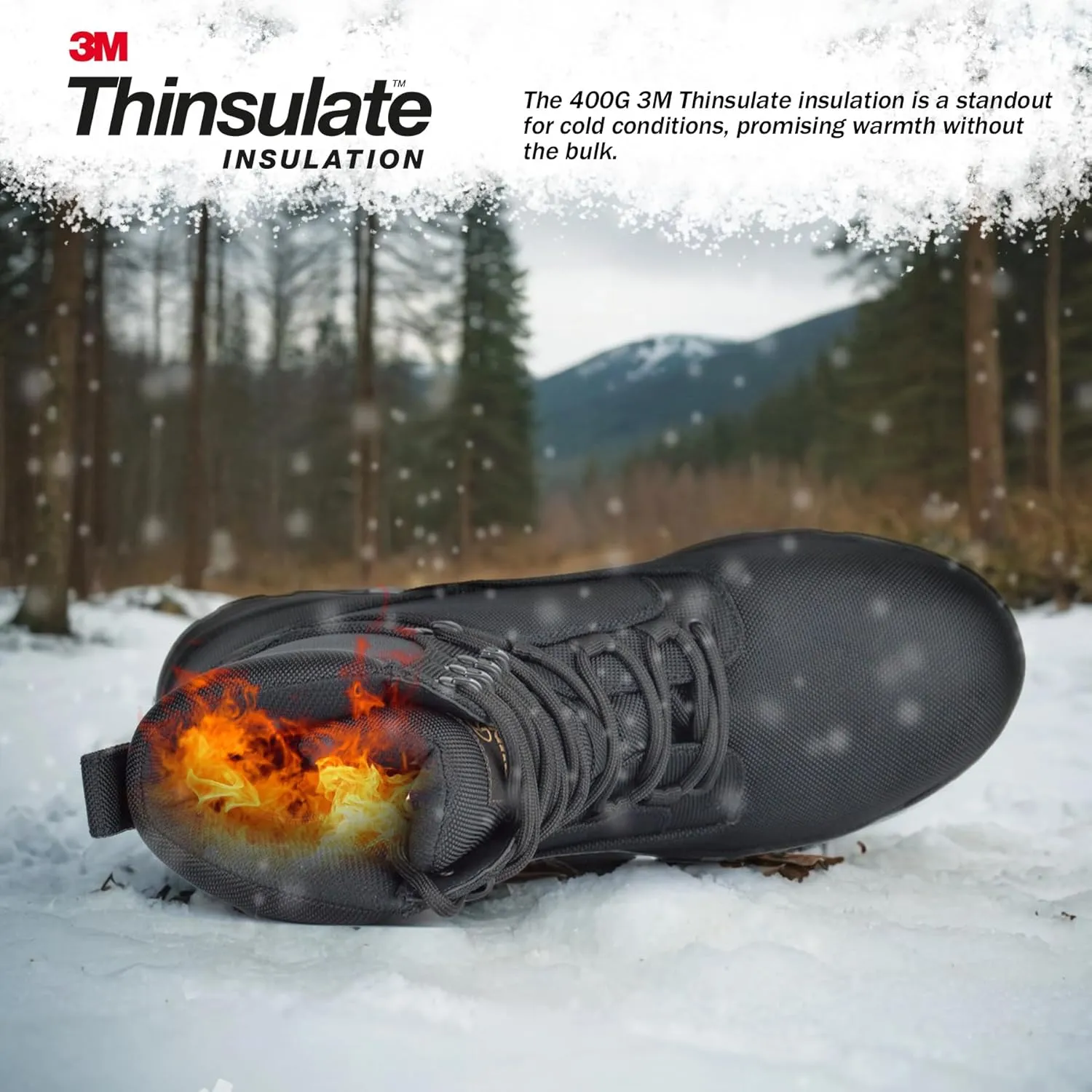 Men's Waterproof Military Tactical Boots Lightweight Work Boot Insulated Hunting Boots, 8 Inches Lace-up Outdoor Boots, 400g Thinsulate