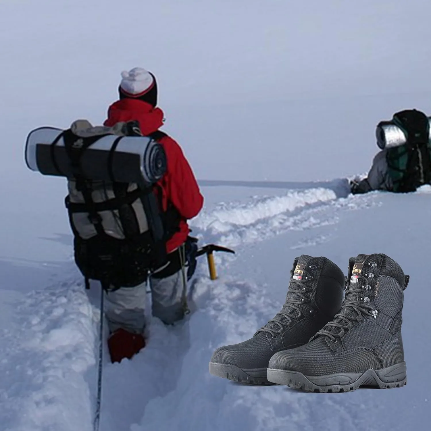 Men's Waterproof Military Tactical Boots Lightweight Work Boot Insulated Hunting Boots, 8 Inches Lace-up Outdoor Boots, 400g Thinsulate