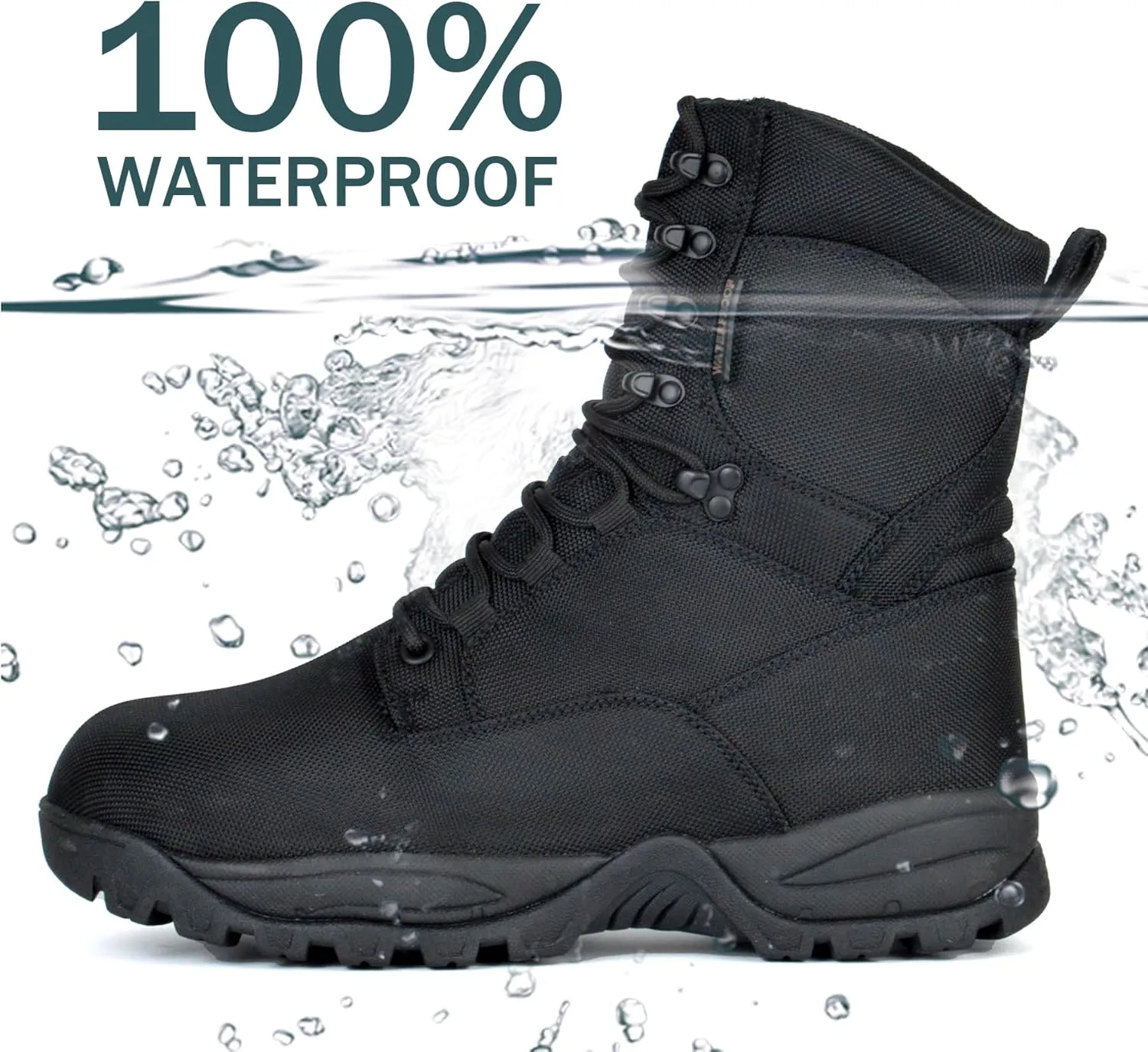 Men's Waterproof Military Tactical Boots Lightweight Work Boot Insulated Hunting Boots, 8 Inches Lace-up Outdoor Boots, 400g Thinsulate
