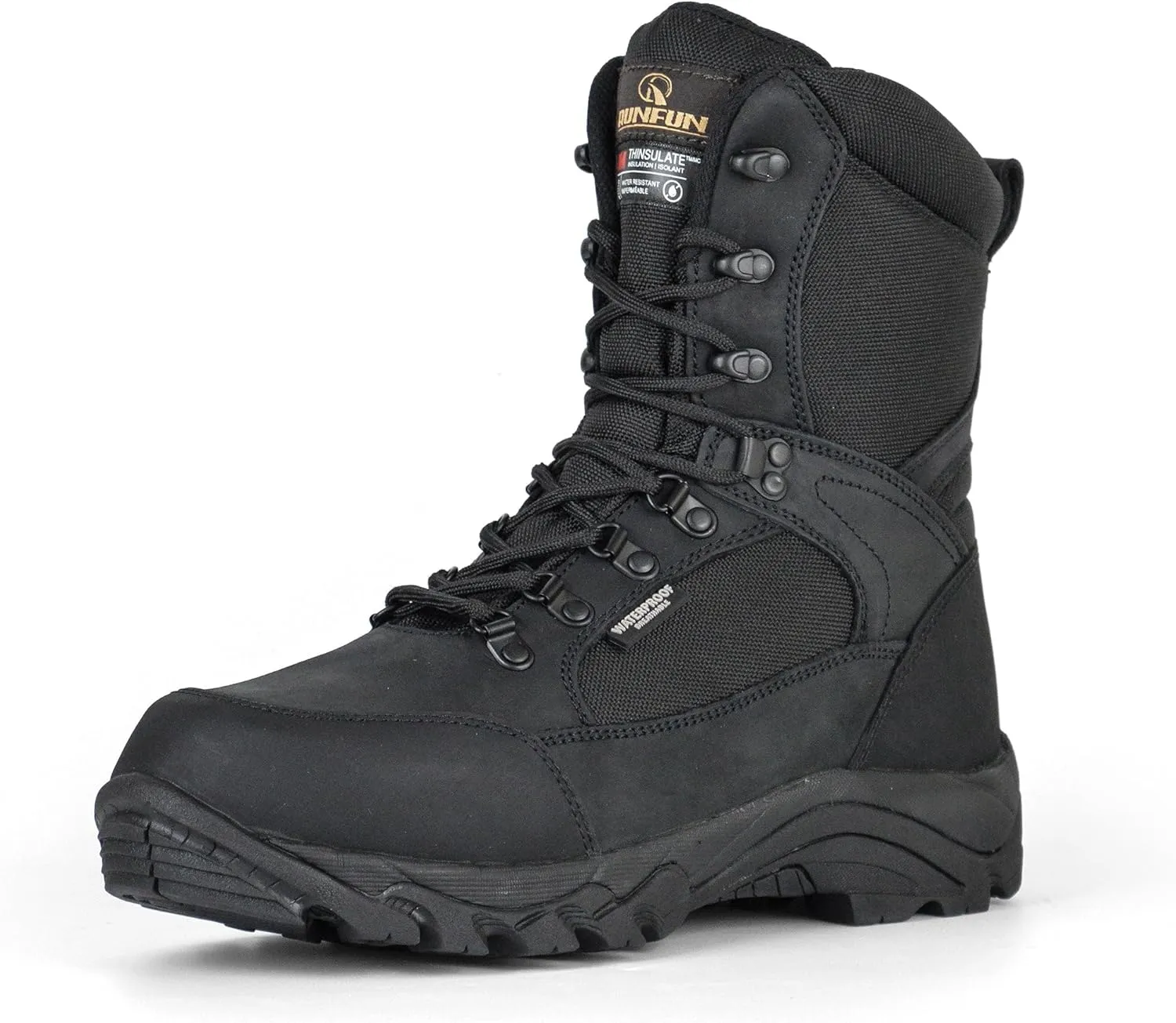 Men's Waterproof Military Tactical Work Boots 8 Inch Lightweight Leather Combat Boot, 400g Thinsulate