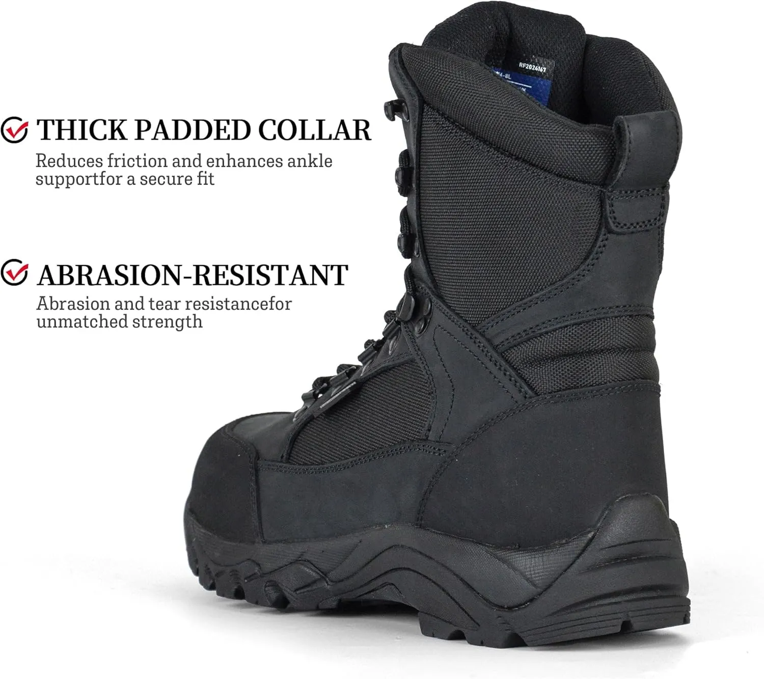 Men's Waterproof Military Tactical Work Boots 8 Inch Lightweight Leather Combat Boot, 400g Thinsulate