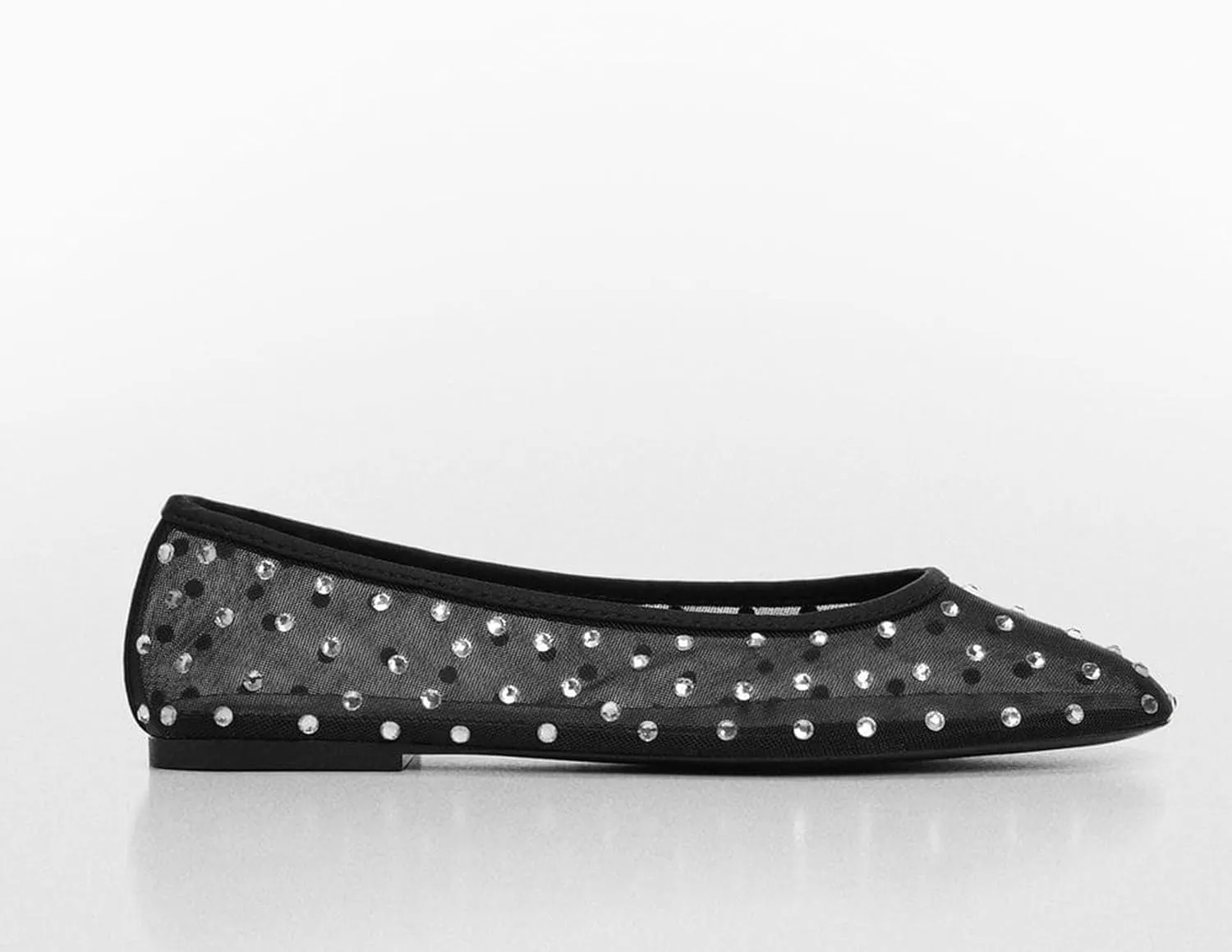 Mesh Flats Ballet Flats for Women with Rhinestone Sparkly Dressy Crystal Sandals