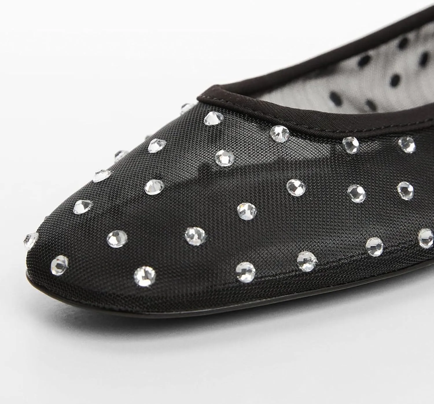 Mesh Flats Ballet Flats for Women with Rhinestone Sparkly Dressy Crystal Sandals