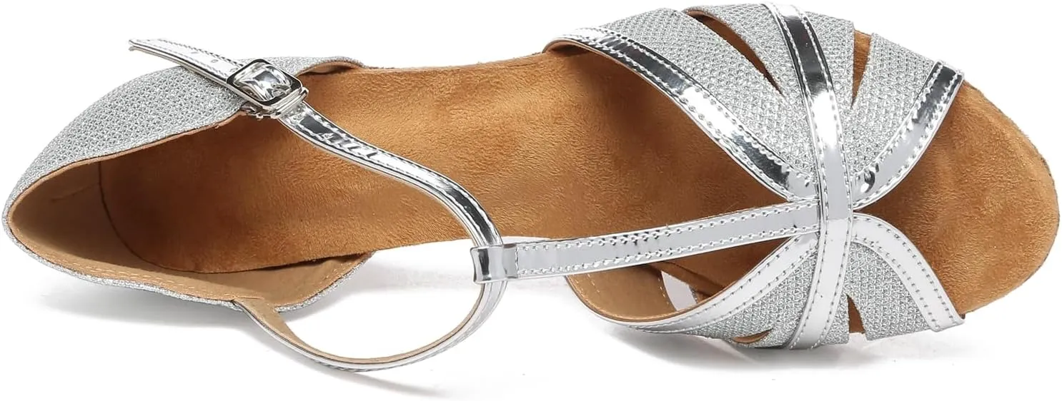 Minishion T-Strap Dance Shoes for Women Comfortable Party Sandals