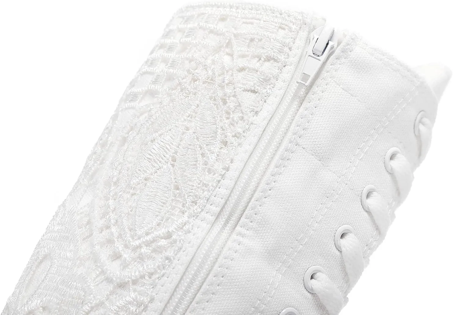 Momuk Fashion Girls Canvas Boots Knee High Sneakers Causal School Shoes Applicable for Both School Dresses or Casual Occasions for Women Size 8.5 B(M) US White