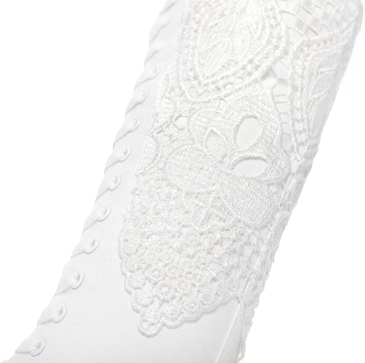Momuk Fashion Girls Canvas Boots Knee High Sneakers Causal School Shoes Applicable for Both School Dresses or Casual Occasions for Women Size 8.5 B(M) US White