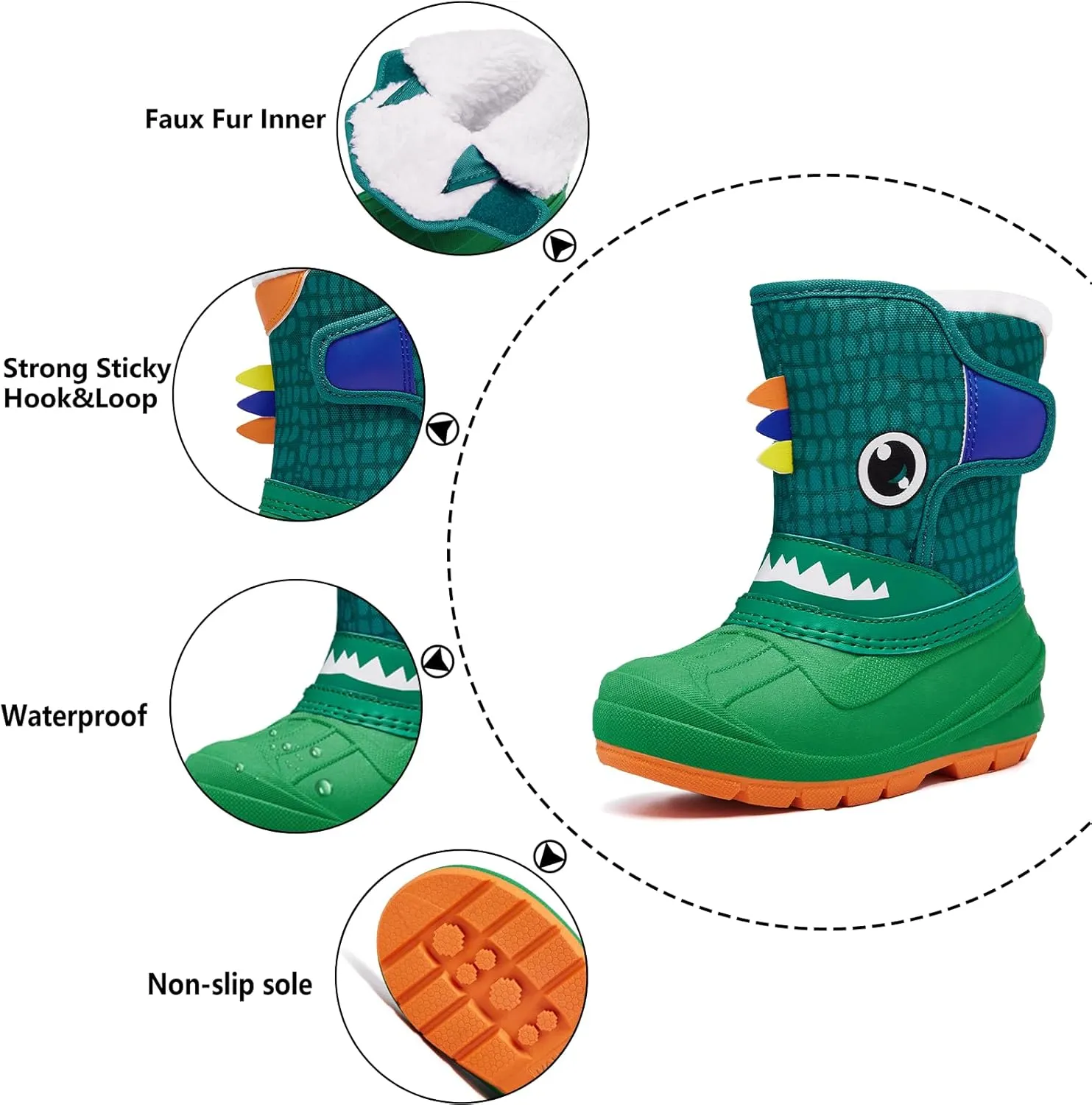 MORENDL Toddler Winter Snow Boots Waterproof Insulated Faux Fur Boys Girls Hiking Boots (Toddler/Little Kid)