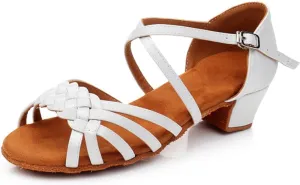 MSMAX Girls Latin Dance Shoe Low Heel Salsa Dancing Sandals for Women