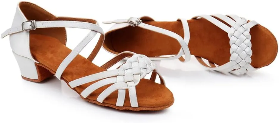 MSMAX Girls Latin Dance Shoe Low Heel Salsa Dancing Sandals for Women