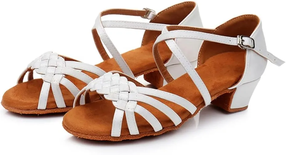 MSMAX Girls Latin Dance Shoe Low Heel Salsa Dancing Sandals for Women
