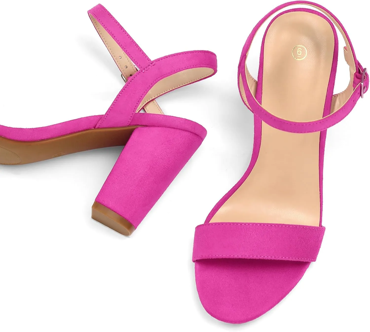 mysoft Women's Chunky Block Heels 3.3IN Open Toe Ankle Strap High Heeled Sandals Wedding Party Dress Pump Shoes