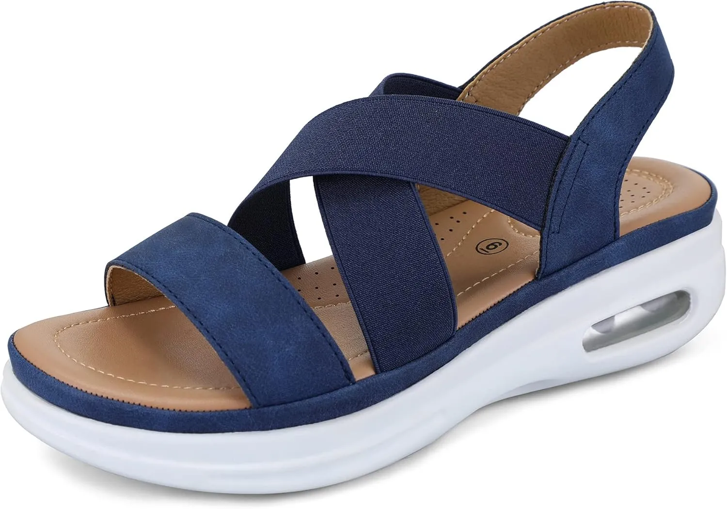 mysoft Women's Comfortable Walking Sandals Air Cushion Sport Slingback Elastic Band Platform Shoes