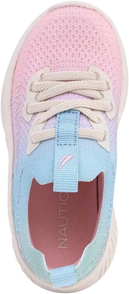 Nautica Girls Toddler Knit Slip-On Sneakers with Max Comfort Sole, Bungee Closure, Tennis Running Shoes for School and Play (Toddler/Little Kid)
