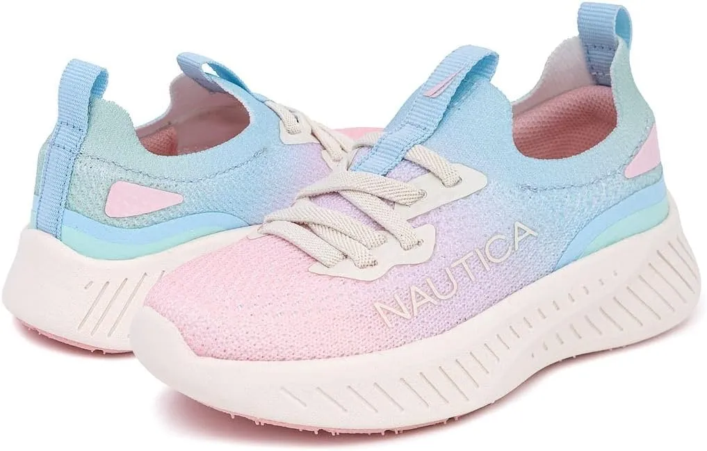 Nautica Girls Toddler Knit Slip-On Sneakers with Max Comfort Sole, Bungee Closure, Tennis Running Shoes for School and Play (Toddler/Little Kid)