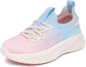 Nautica Girls Toddler Knit Slip-On Sneakers with Max Comfort Sole, Bungee Closure, Tennis Running Shoes for School and Play (Toddler/Little Kid)