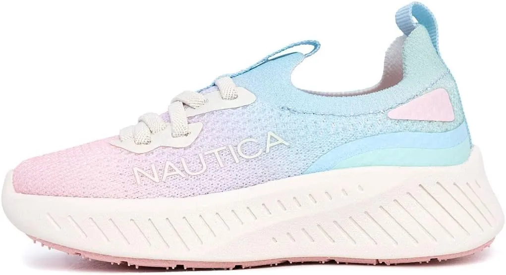 Nautica Girls Toddler Knit Slip-On Sneakers with Max Comfort Sole, Bungee Closure, Tennis Running Shoes for School and Play (Toddler/Little Kid)