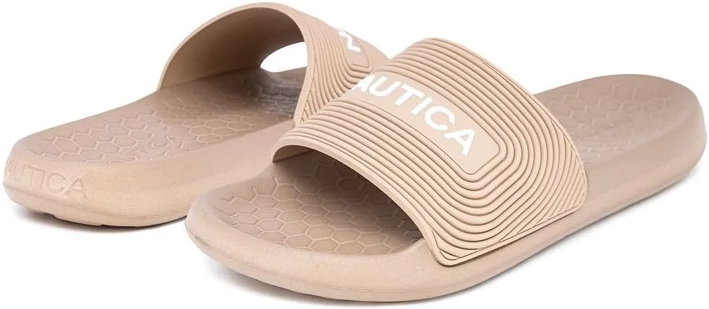 Nautica Men's Slide Sandals – Comfortable Slip-On Pool & Beach Shoes with Cushioned Footbed for Casual Wear