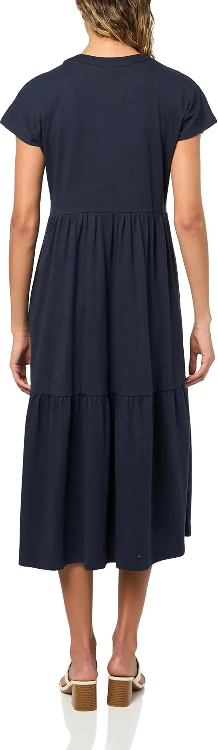 Nautica Women's Short Sleeve Midi Knit Soft Dress