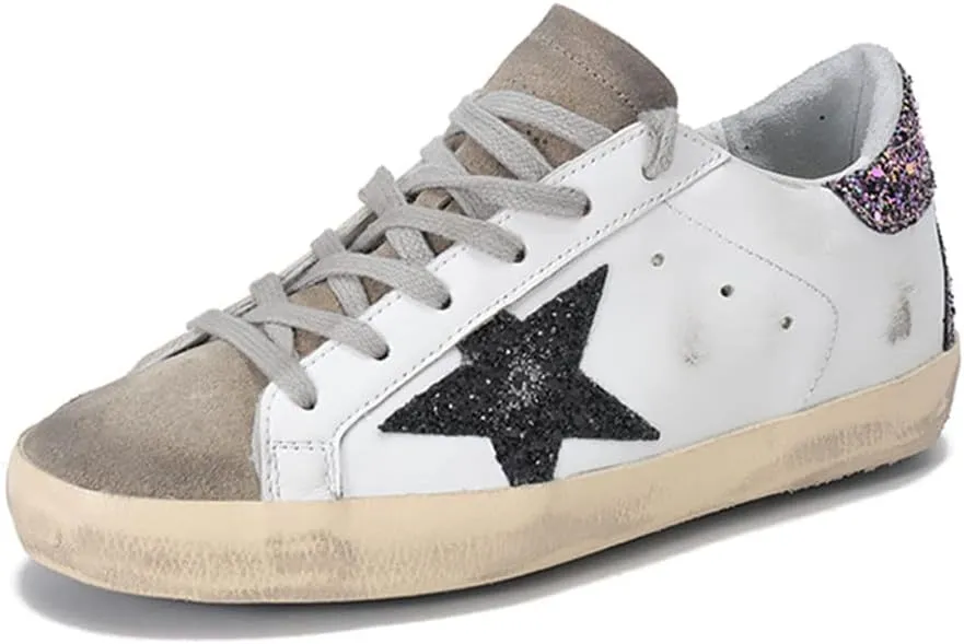 nesho Sneakers for Women Retro Breathable Lightweight Hard-Wearing Sport Shoes Casual Leather Trainers