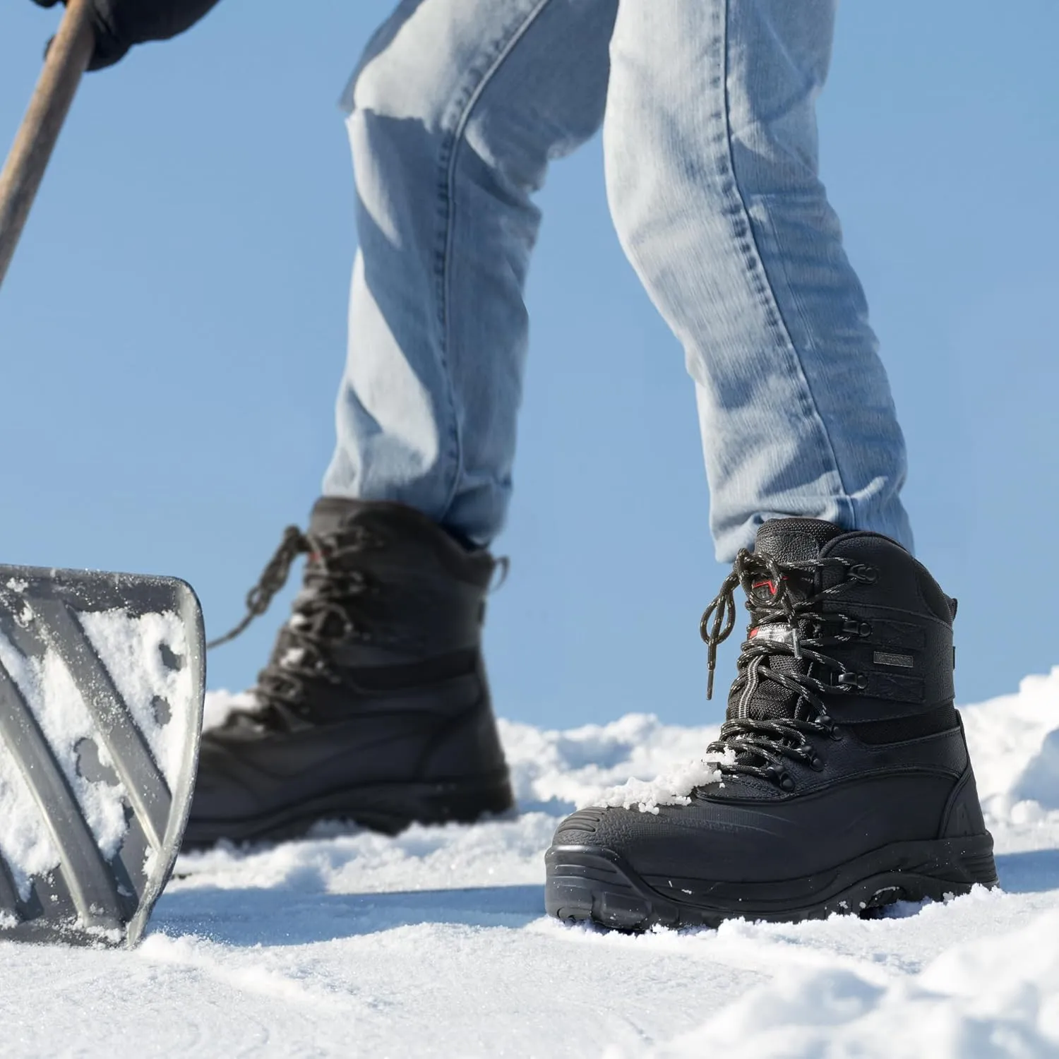 NORTIV 8 Men's Insulated Waterproof Construction Rubber Sole Winter Snow Ski Boots