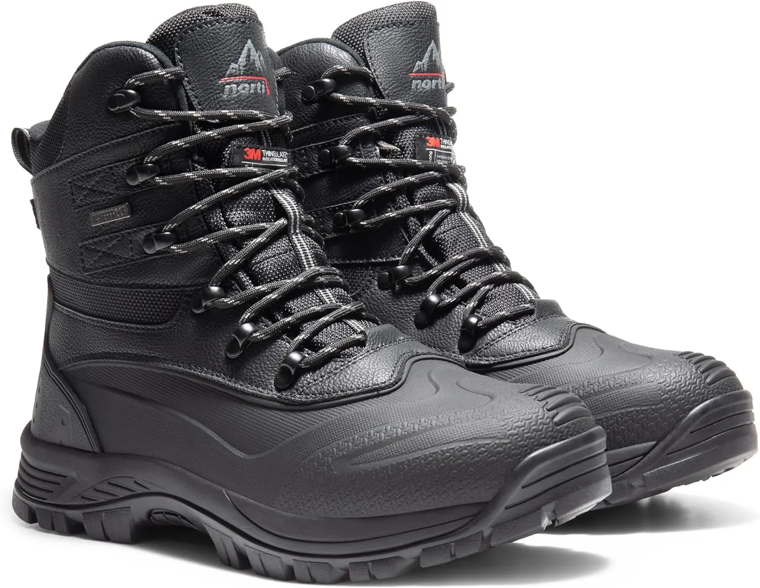 NORTIV 8 Men's Insulated Waterproof Construction Rubber Sole Winter Snow Ski Boots