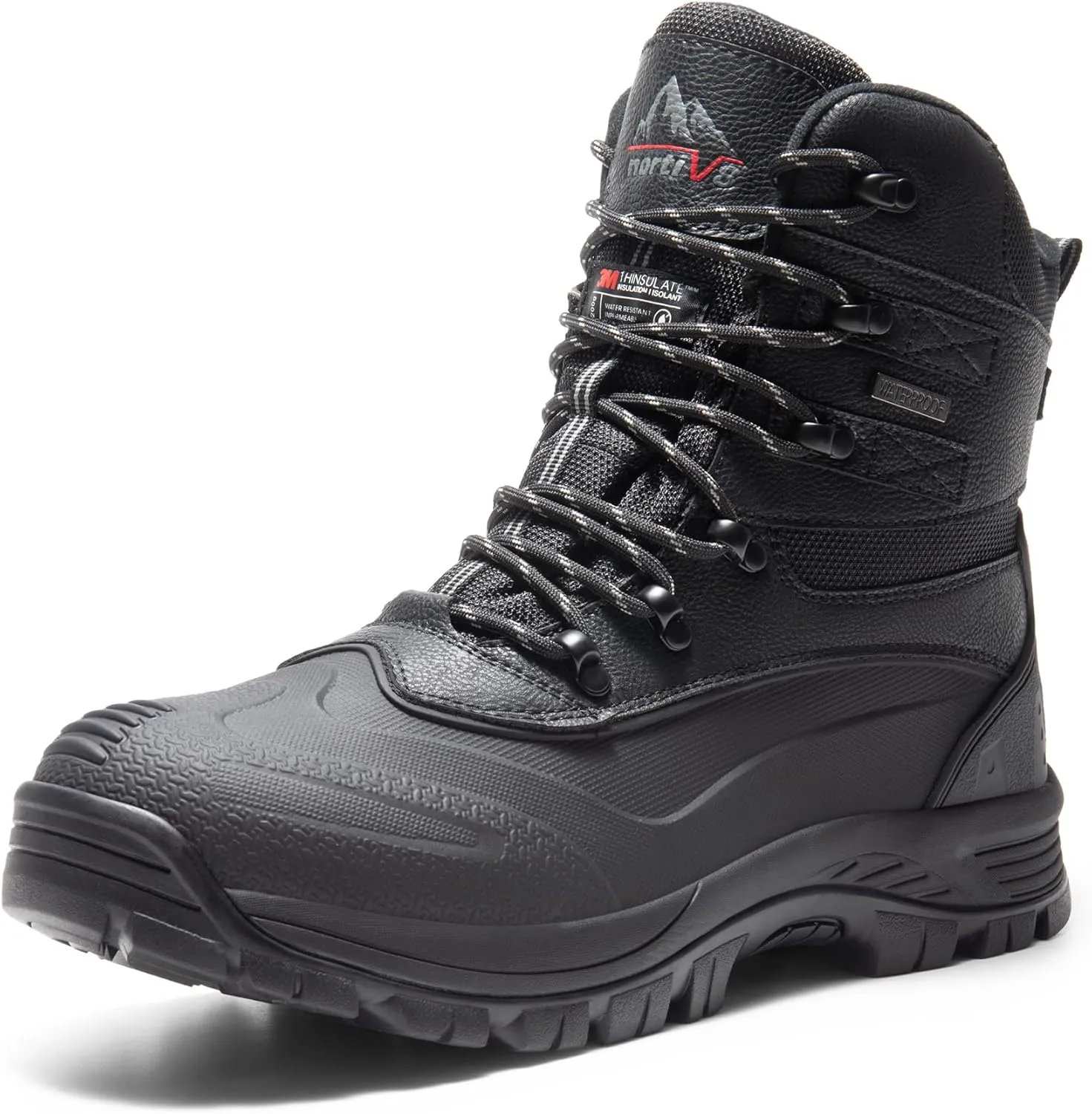 NORTIV 8 Men's Insulated Waterproof Construction Rubber Sole Winter Snow Ski Boots