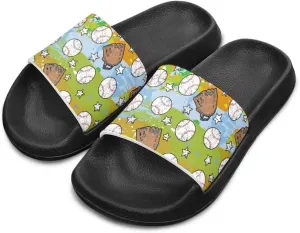 Novelty Patten Kids Cloud Slides Sandals Sports Ball Indoor House Slippers Tractor Print Shower Shoes for Boys Girls Comfort Footbed Slipper Open Toe Outdoor Sandal