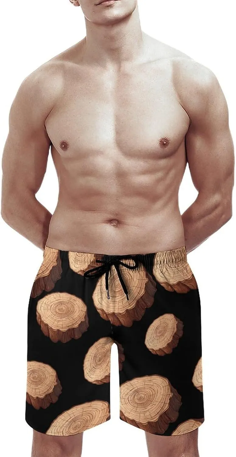 Oak Tree Ring Old Growth Tree Men's Swim Trunks Breathable Bathing Suit Swimming Board Shorts Hawaiian Beach Swimwear
