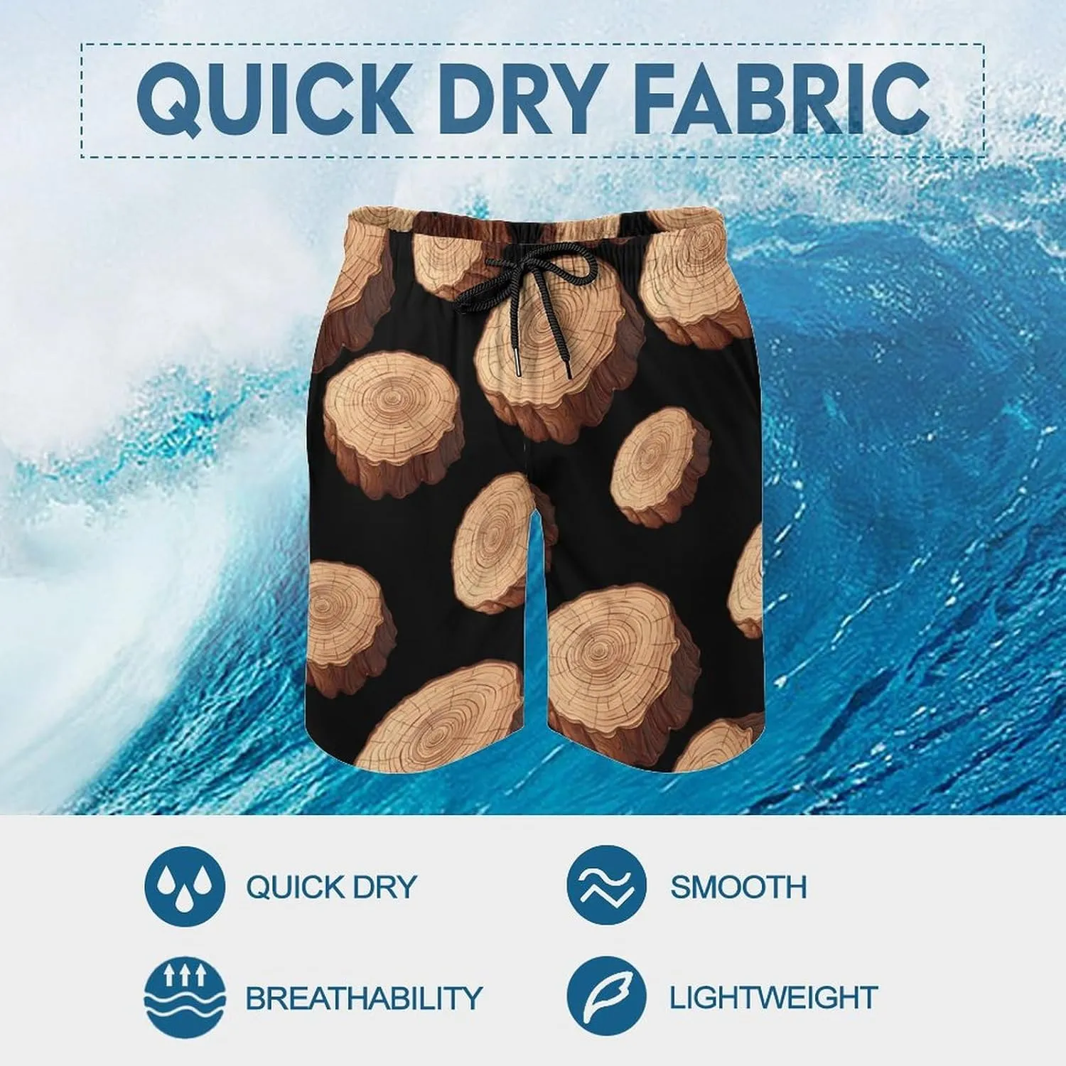 Oak Tree Ring Old Growth Tree Men's Swim Trunks Breathable Bathing Suit Swimming Board Shorts Hawaiian Beach Swimwear