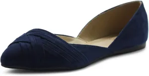 Ollio Women's Shoe Faux Suede Light Comforts D'Orsay Pointed Toe Braided Ballet Flat F85