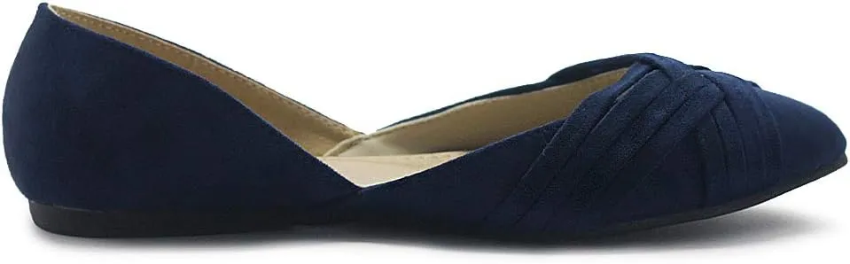 Ollio Women's Shoe Faux Suede Light Comforts D'Orsay Pointed Toe Braided Ballet Flat F85