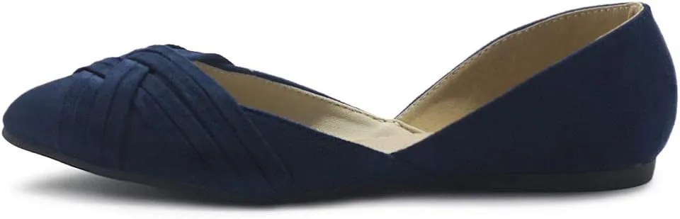 Ollio Women's Shoe Faux Suede Light Comforts D'Orsay Pointed Toe Braided Ballet Flat F85