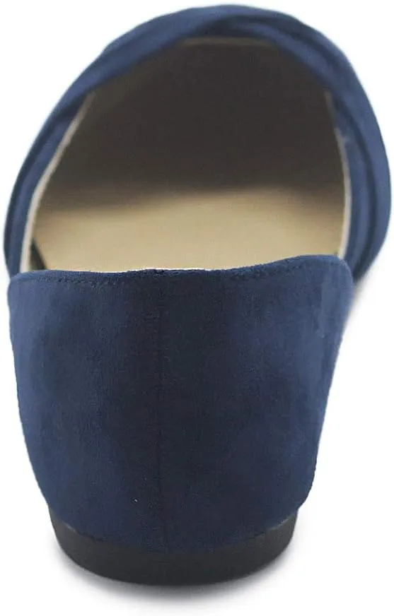 Ollio Women's Shoe Faux Suede Light Comforts D'Orsay Pointed Toe Braided Ballet Flat F85