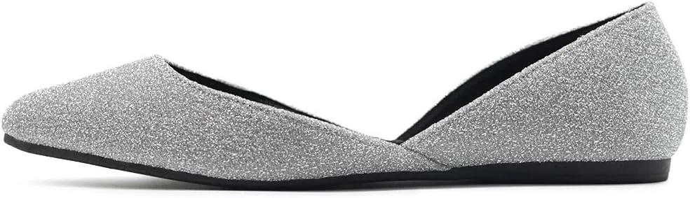 Ollio Women's Shoes Glitter Casual Comfort Light Pointed Toe Ballet Flats F112