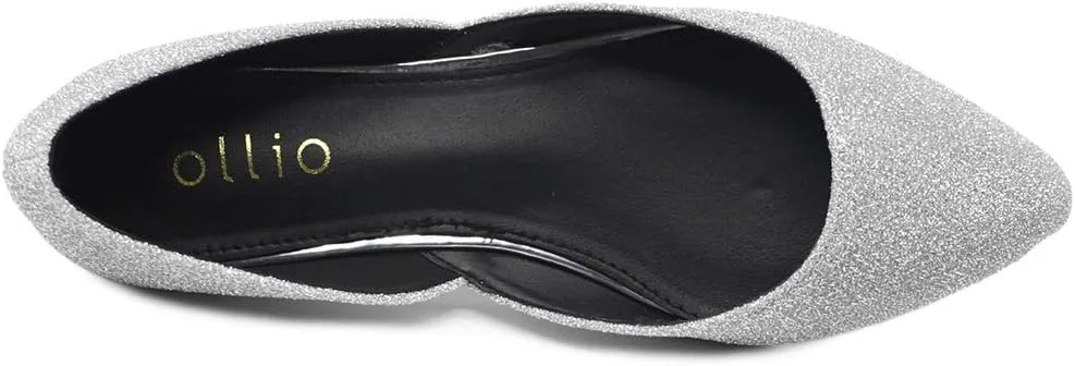 Ollio Women's Shoes Glitter Casual Comfort Light Pointed Toe Ballet Flats F112